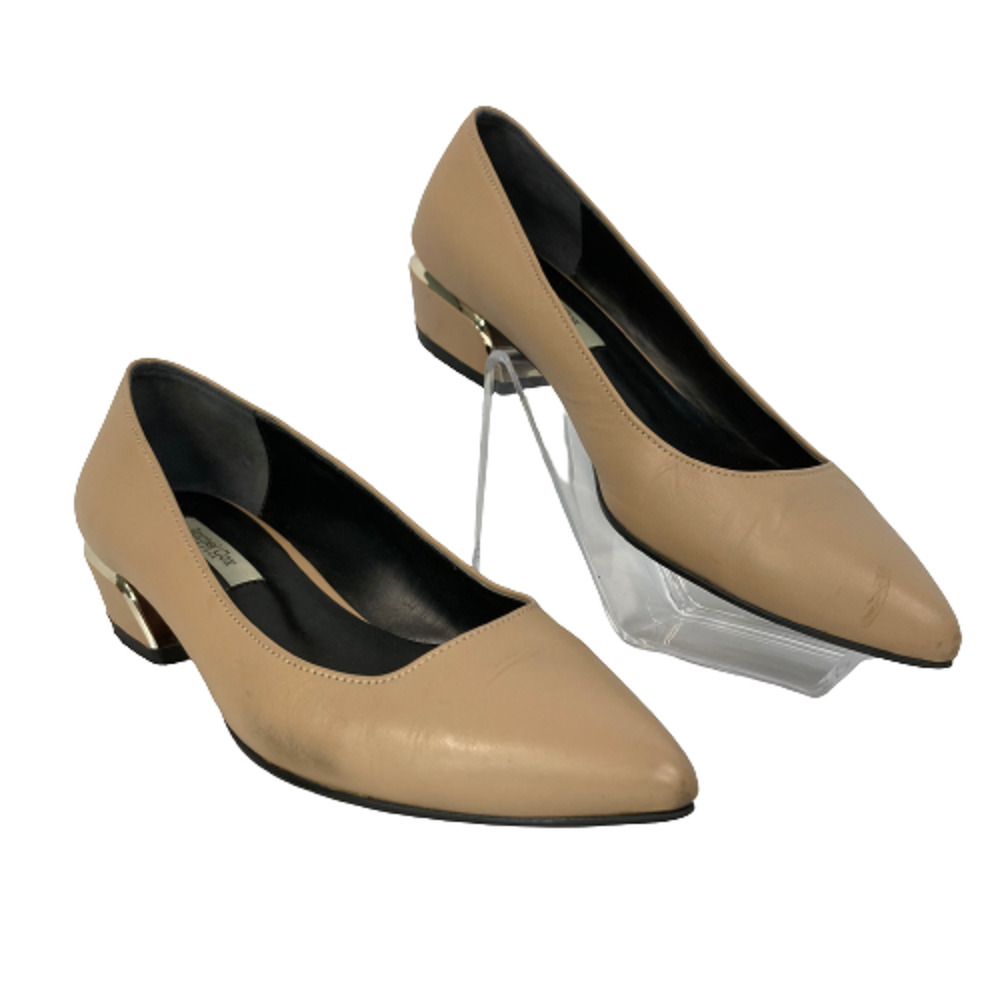 Rachel Cox Shoes Womens Sz 6.5 230mm‎ Nude Beige Leather Pointed Toe Low Heel